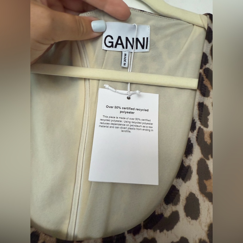 Ganni Leopard Print Long Sleeve Dress - Picture 6 of 7